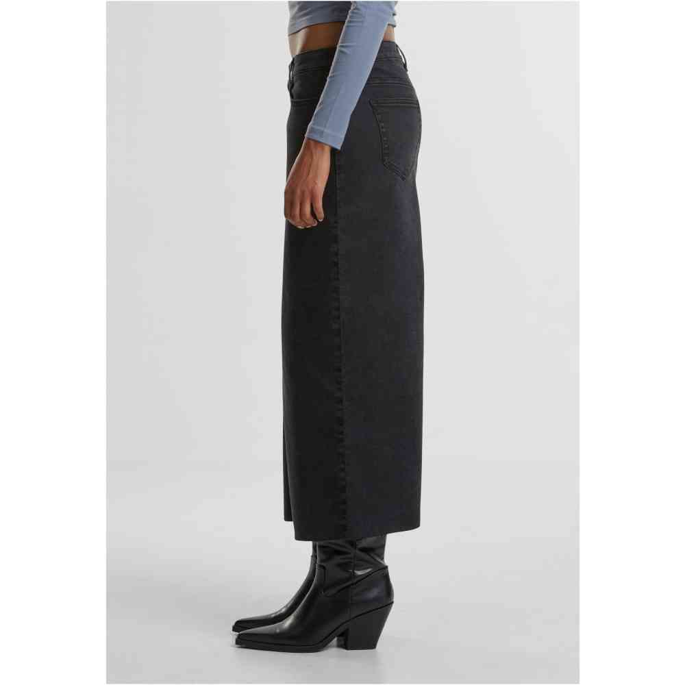Urban Classics - High Slit Denim Jupe longue - Noir